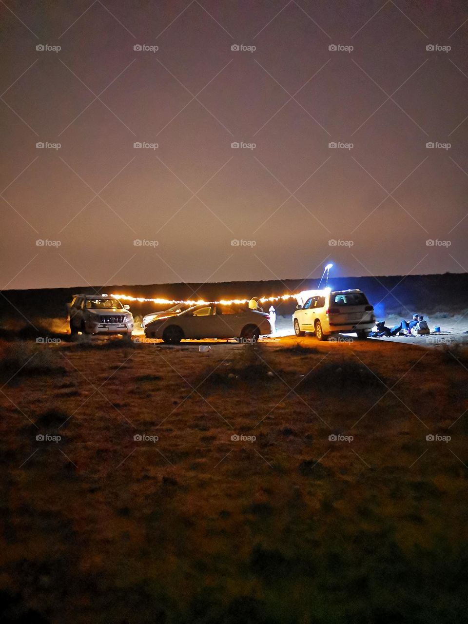 Warm Picnic Winter Night In the desert
