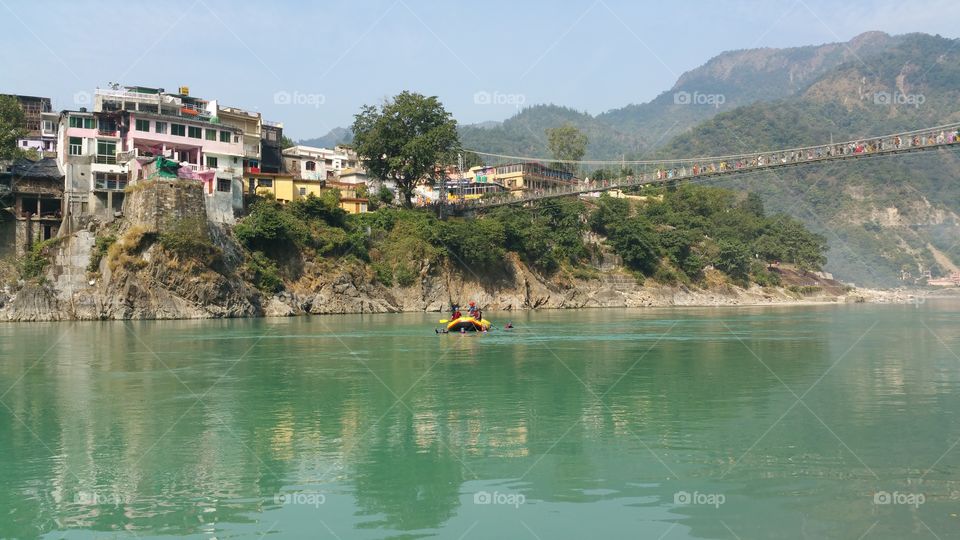 Rishikesh on the banks of Ganges river.