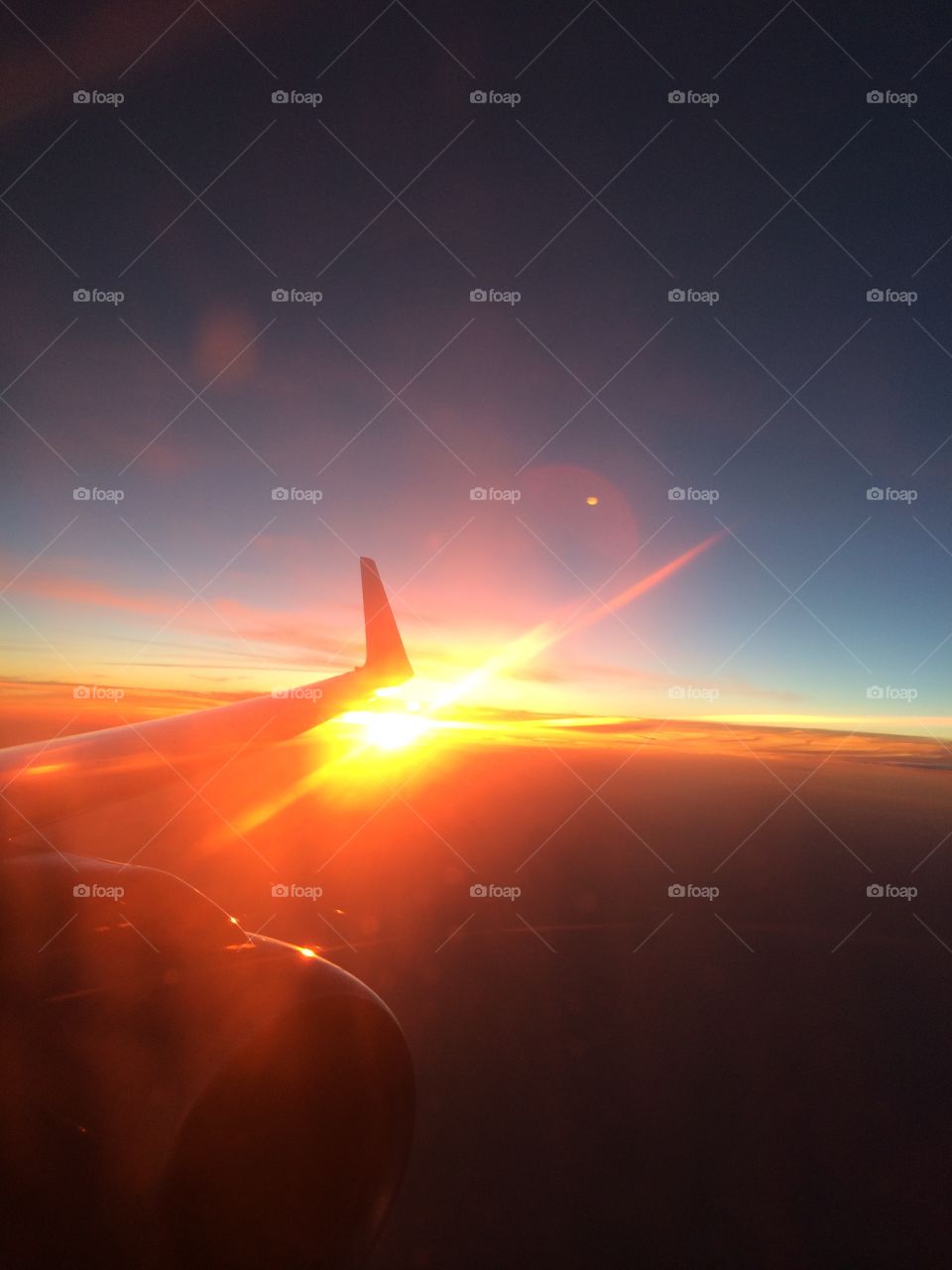 Last sunset in USA from plane