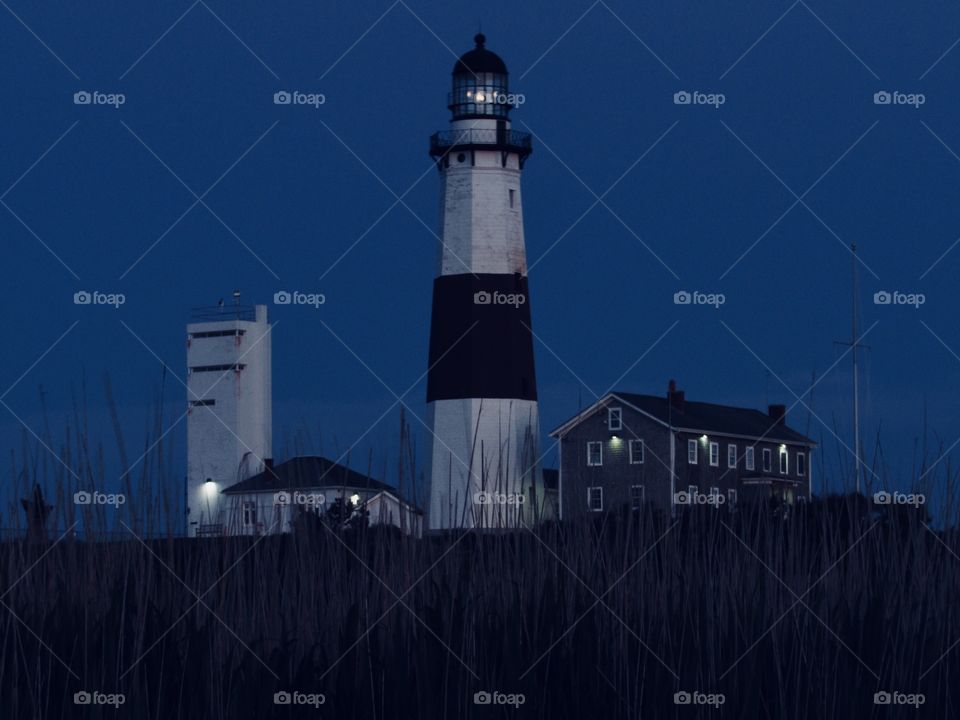 Montauk Lighthouse New York, Seashore, rocks, beach, sea, landscape, sunset, lighthouse 