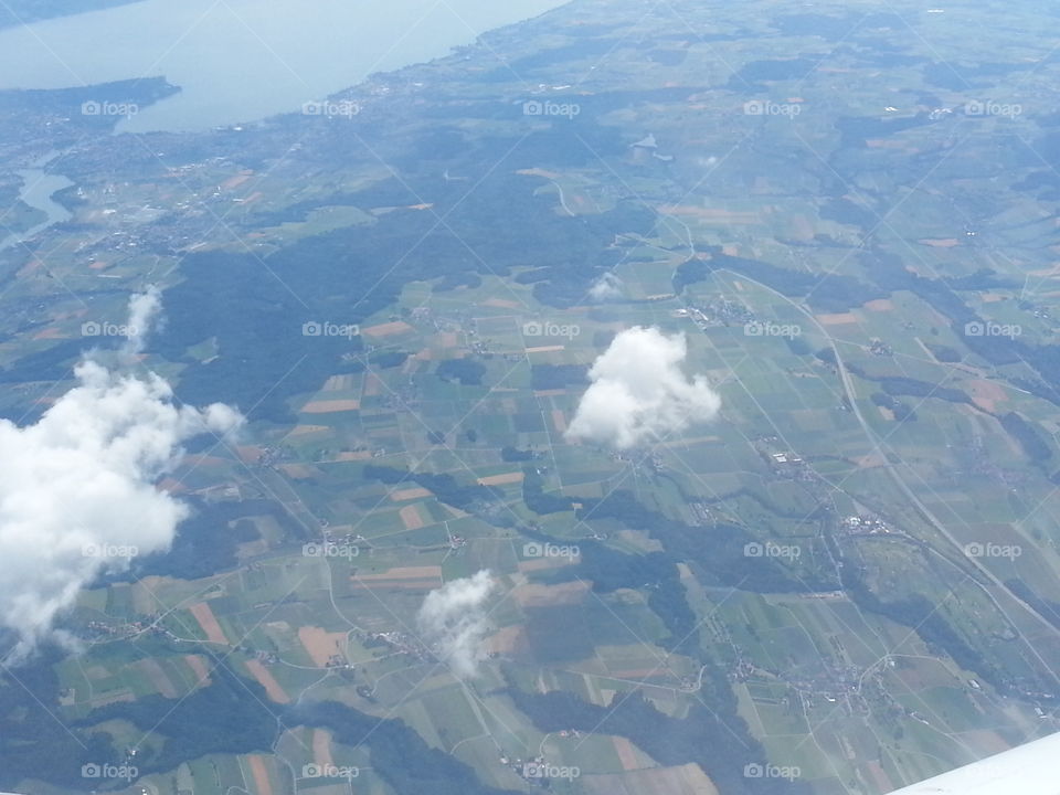 Swiss Landscape. flying over Switzerland
