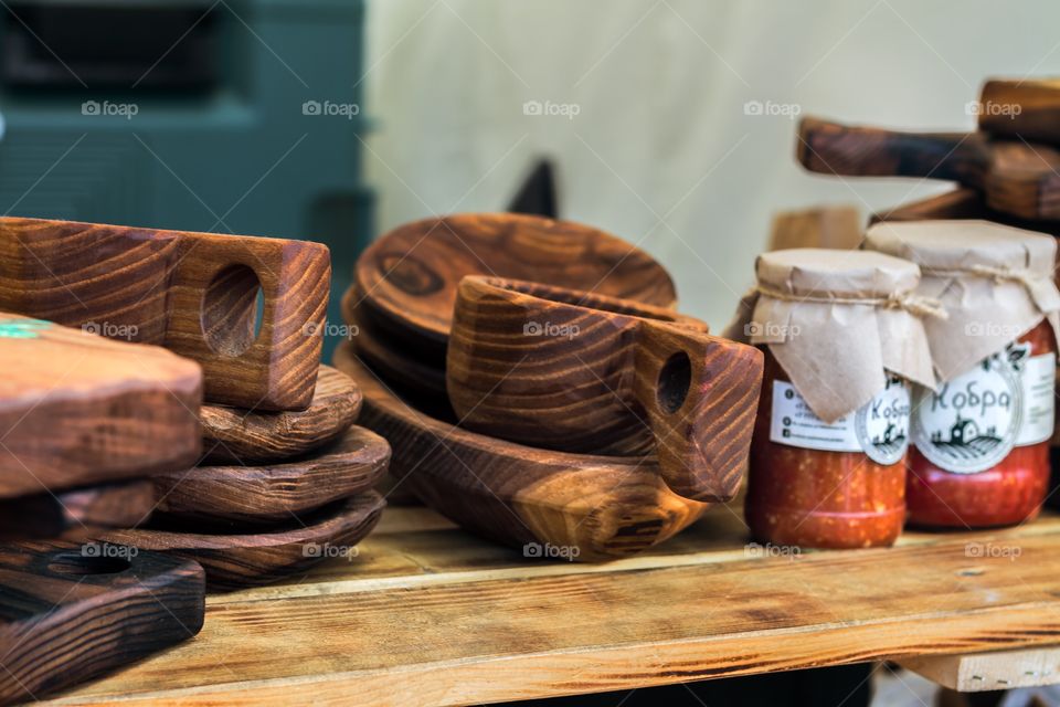 Wooden utensils, rustic style