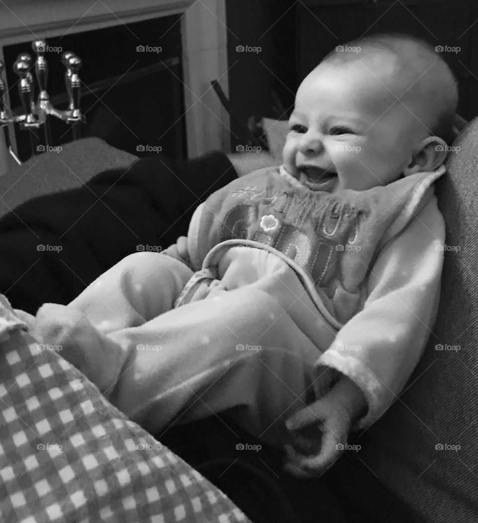 Baby laughs