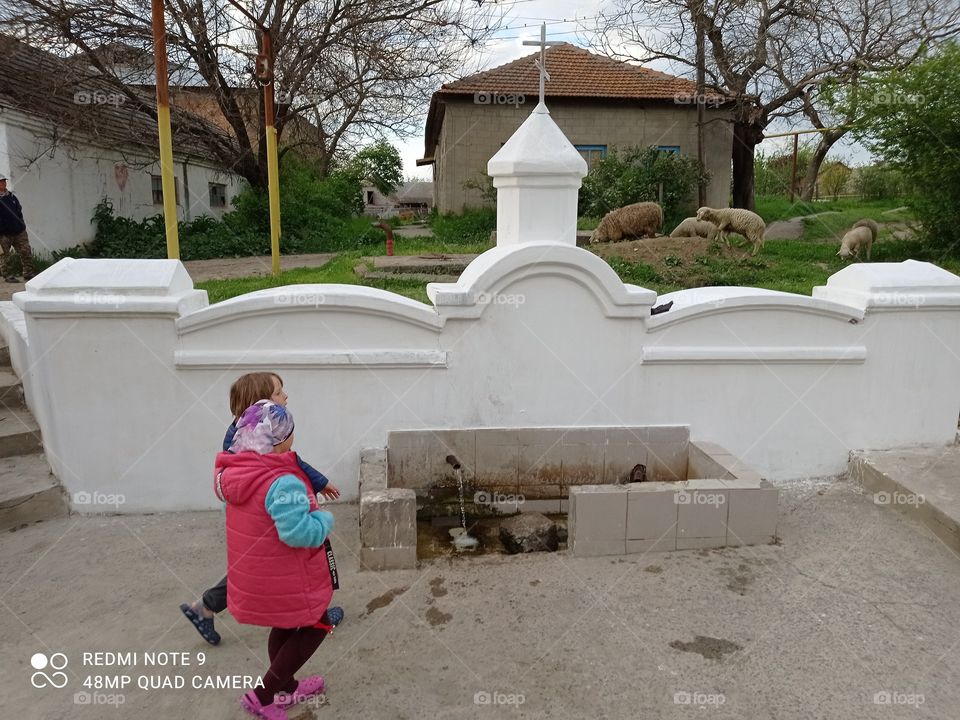 Source, spring, children, water