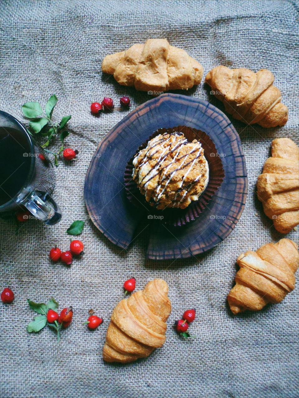 homemade croissants and cake