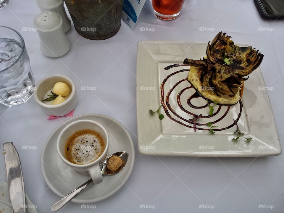 Espresso and Grilled Artichoke