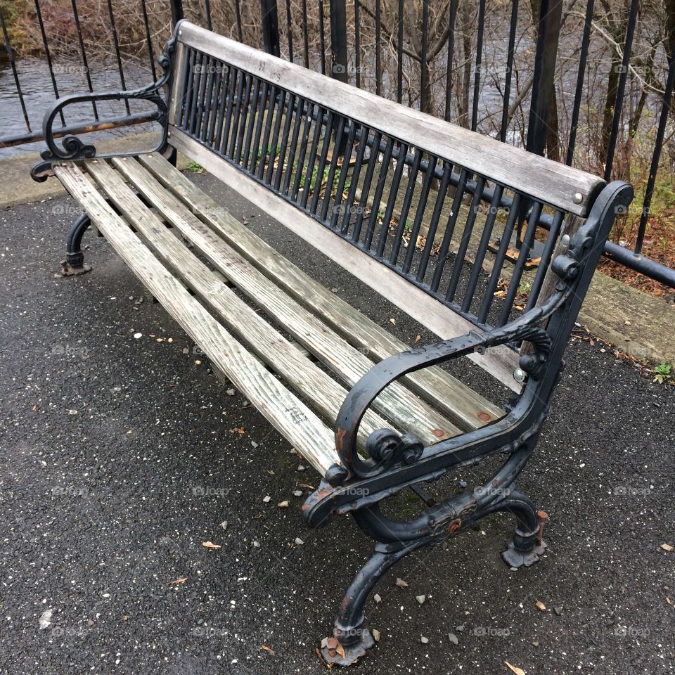 Park bench by the river