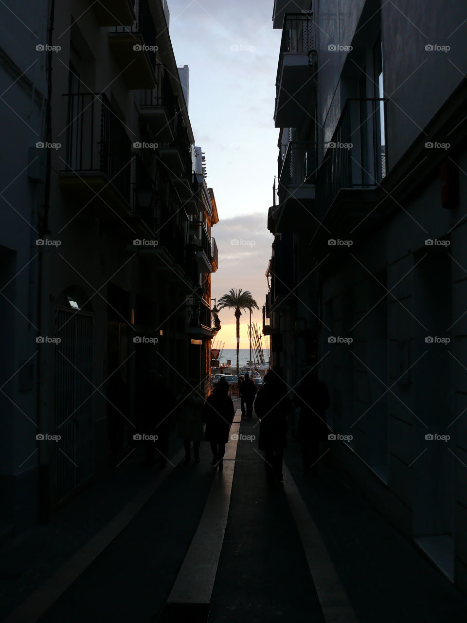 Building exterior against sky during sunset in Sitges, Spain.