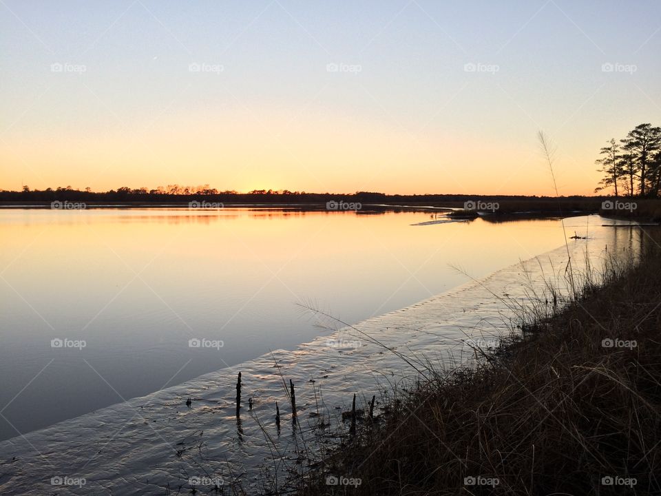 Sunset over water