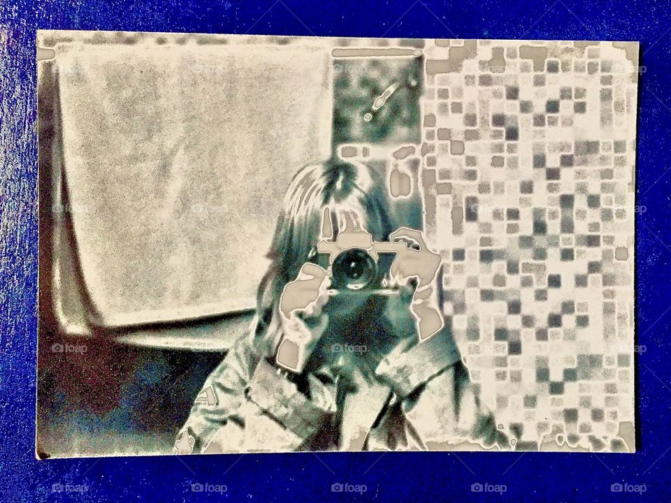 Interesting cubist and pop art graphic design aspects surface in this photograph of my partner “Timothy Trespas” aged about fourteen from 1980. Hypnotic Productions