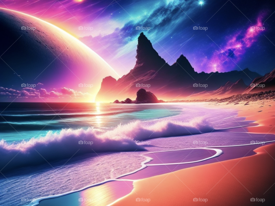 colourful beautiful beach view