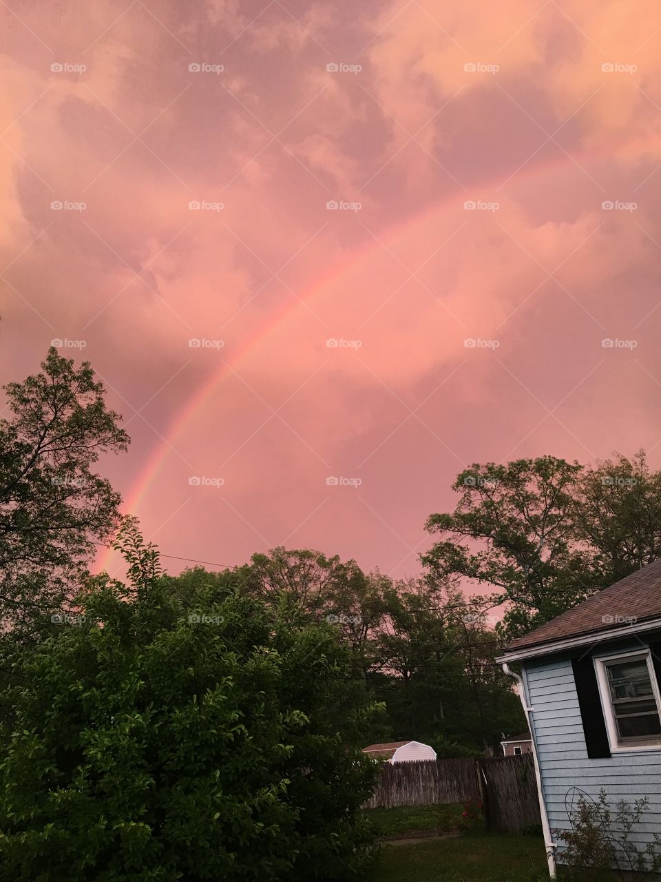 Rainbow and sunset over my house 