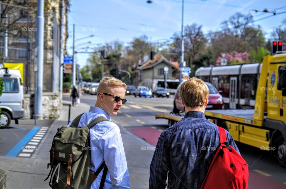 Two students in sunny beautiful Geniva