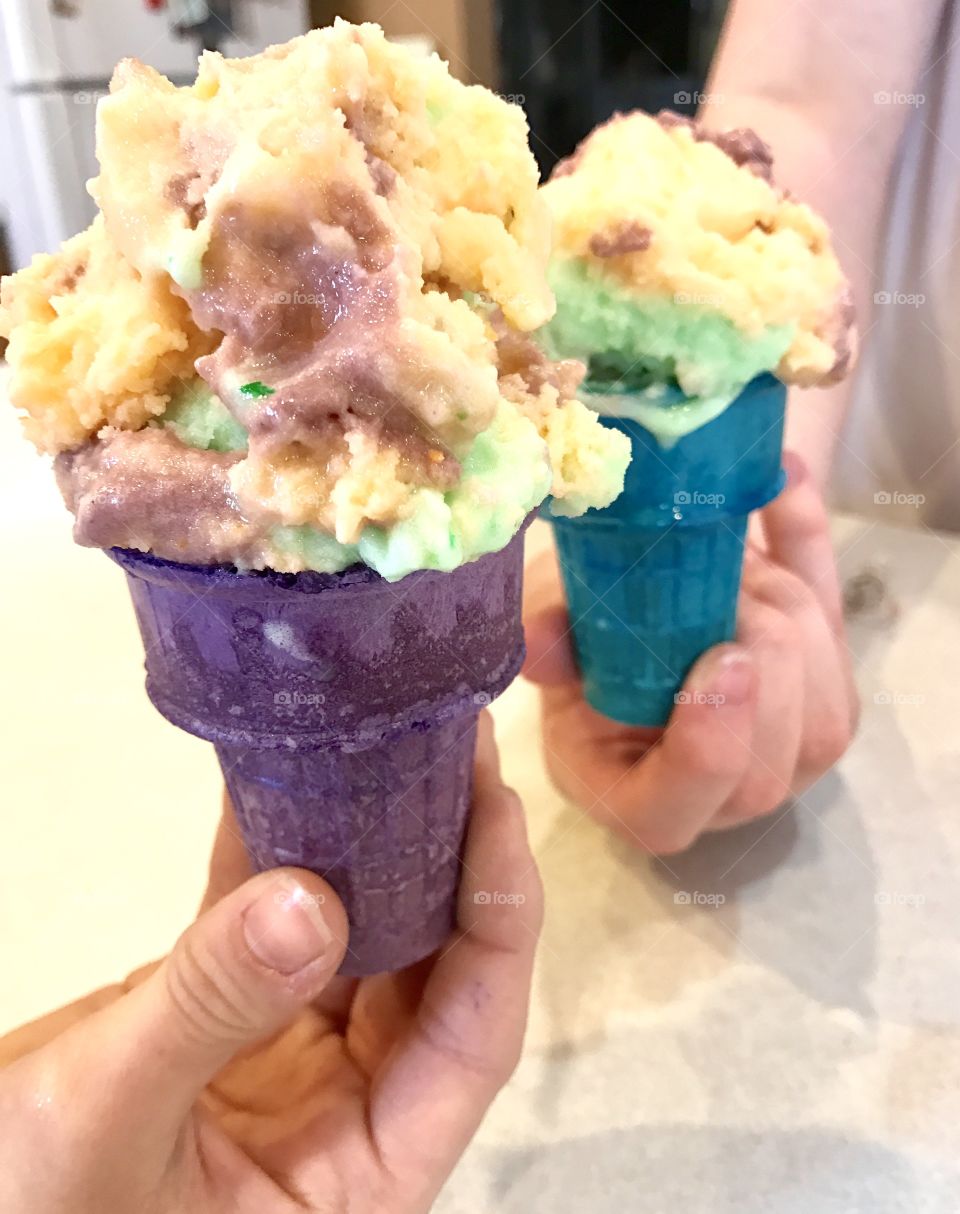 Two Colorful Ice Cream Cones