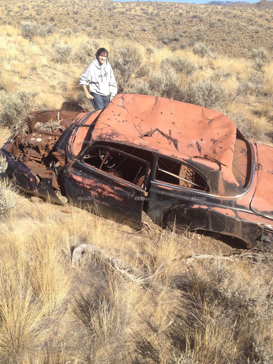 Abandoned car on a scenic mountain hike! 