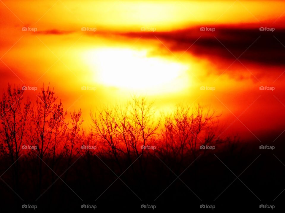 Beautiful sky and sun at sunset