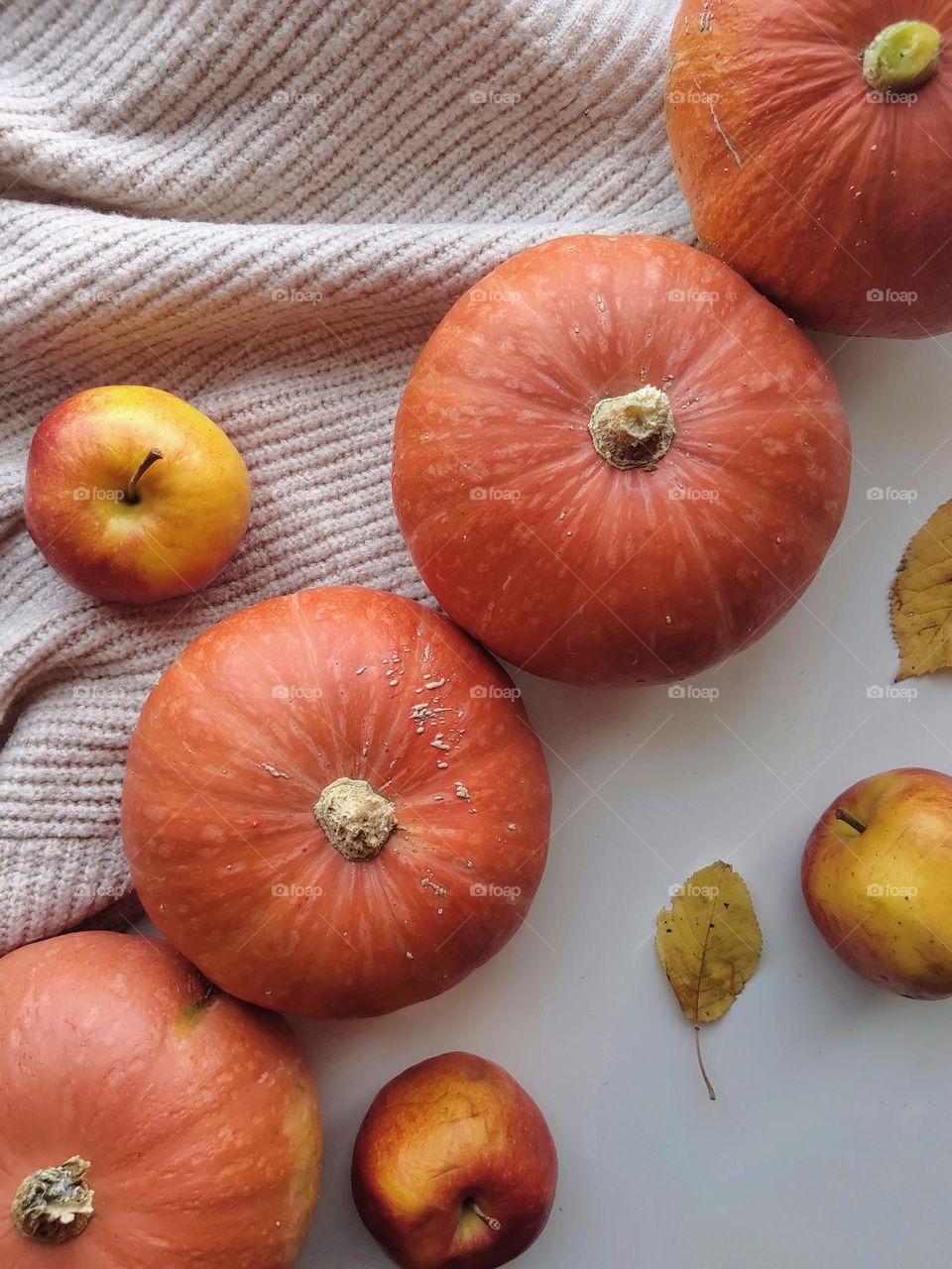 Autumn pumpkins with apples