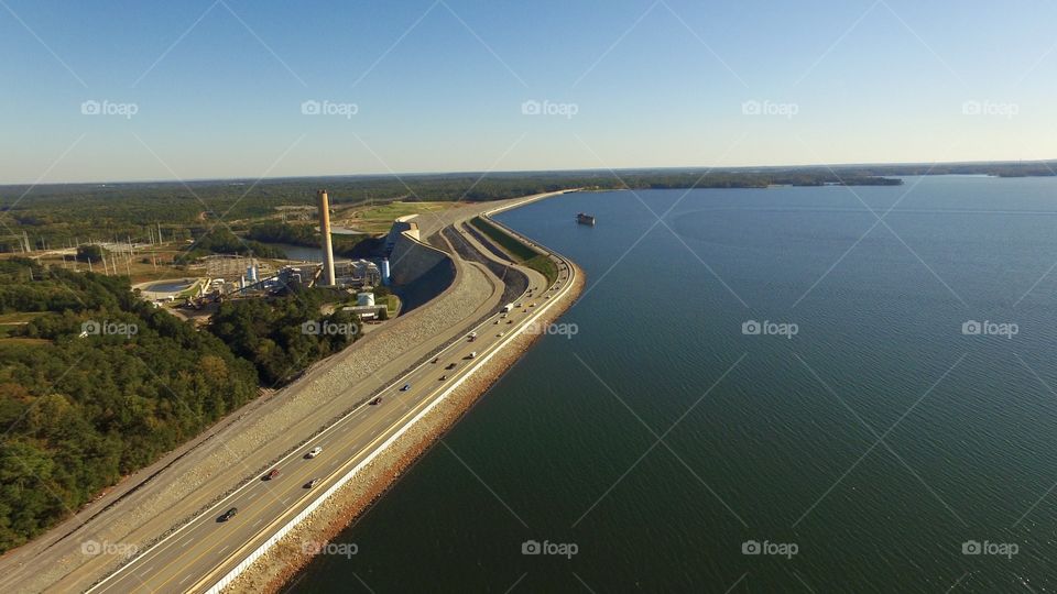 The Dam of Columbia, South Carolina. Took this one with my drone. Lake Murray. 
