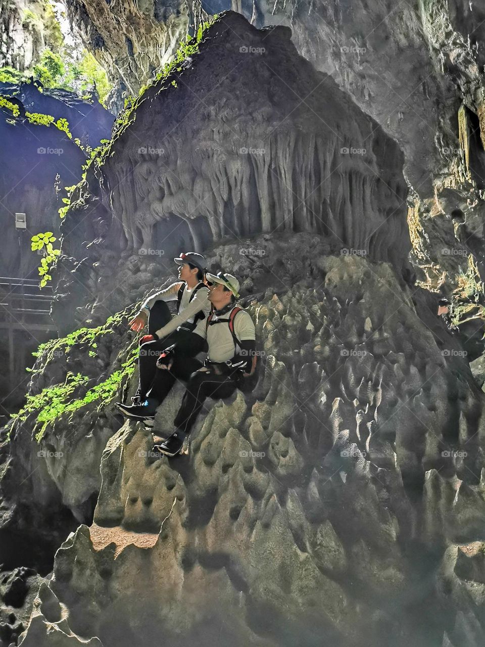 Climbing in Gua Terus