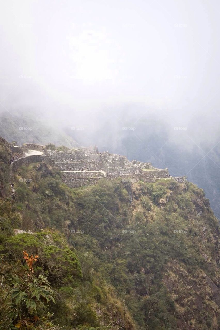 Inca ruins in the mist