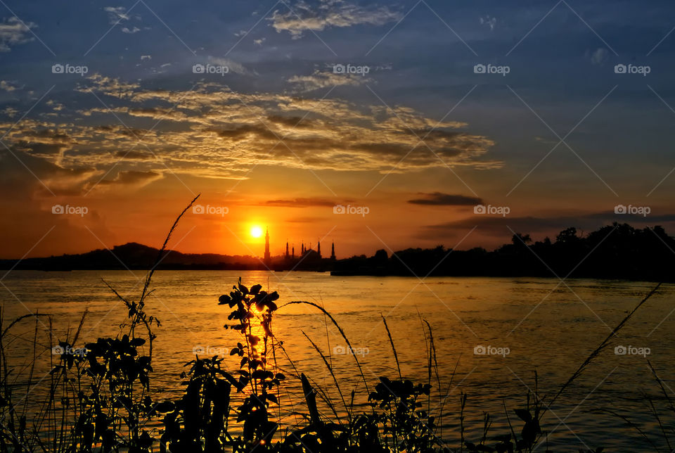 sunset at mahakam bridge