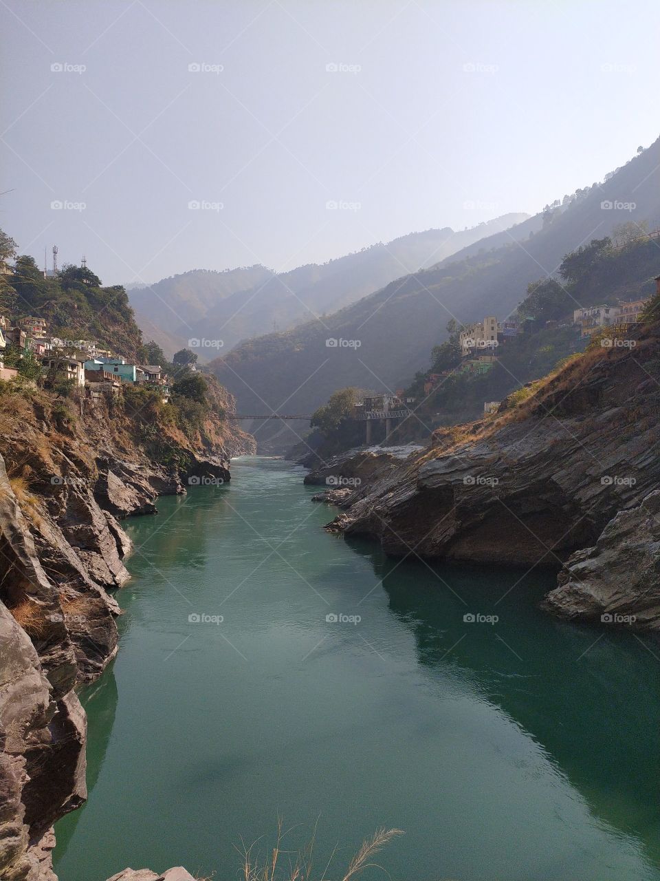 Sacred river Alaknanda flowing through the holy town Deoprayag, the land of gods