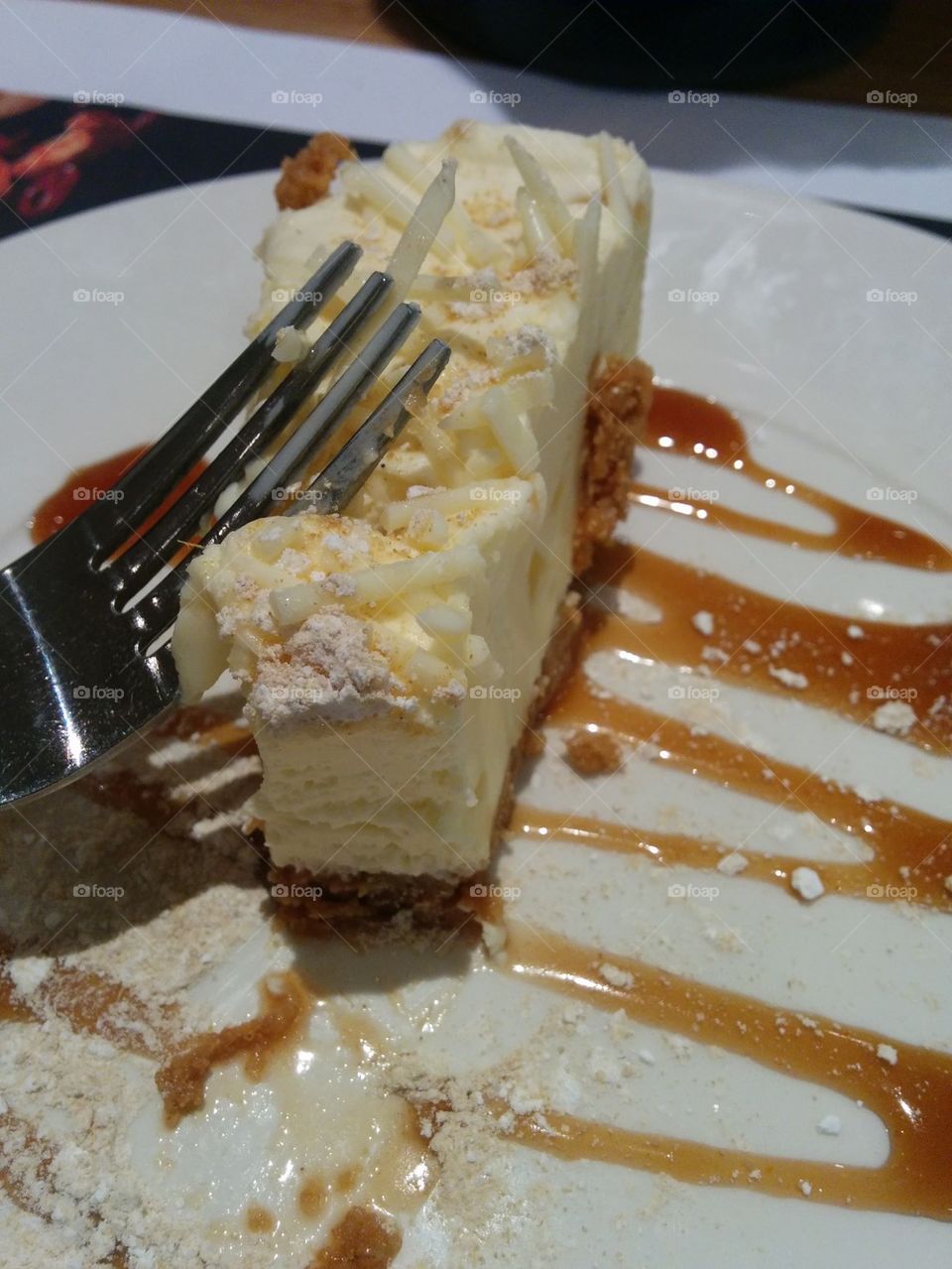 having some cheese cake