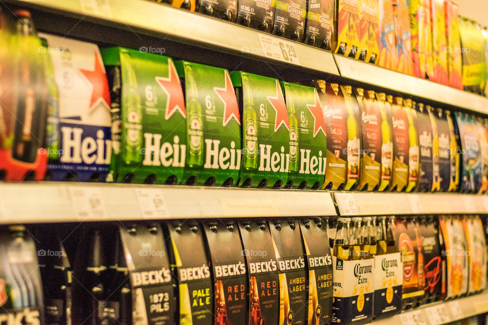 shop poles with different types of beer