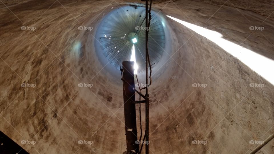 look up in Slio. found abandoned grain silo got in to take a picture