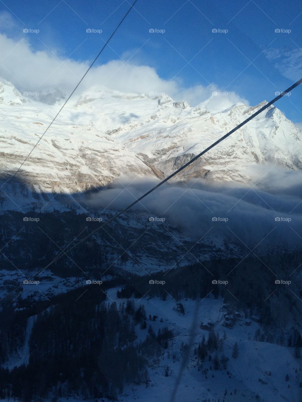 Cable car ride in Zermatt, Switzerland.