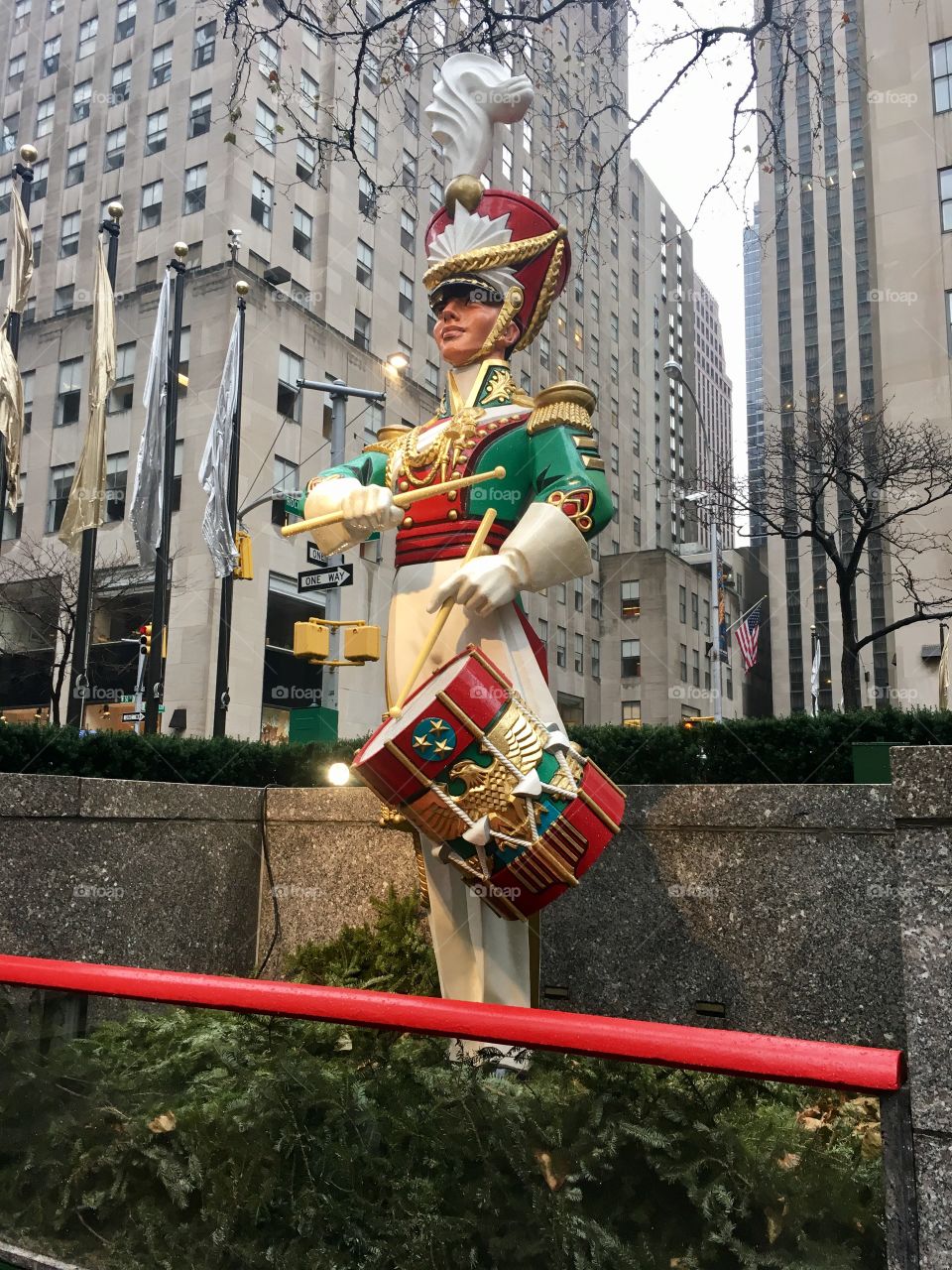 Soldier statue in Rockefeller Center, NYC   Merry Christmas