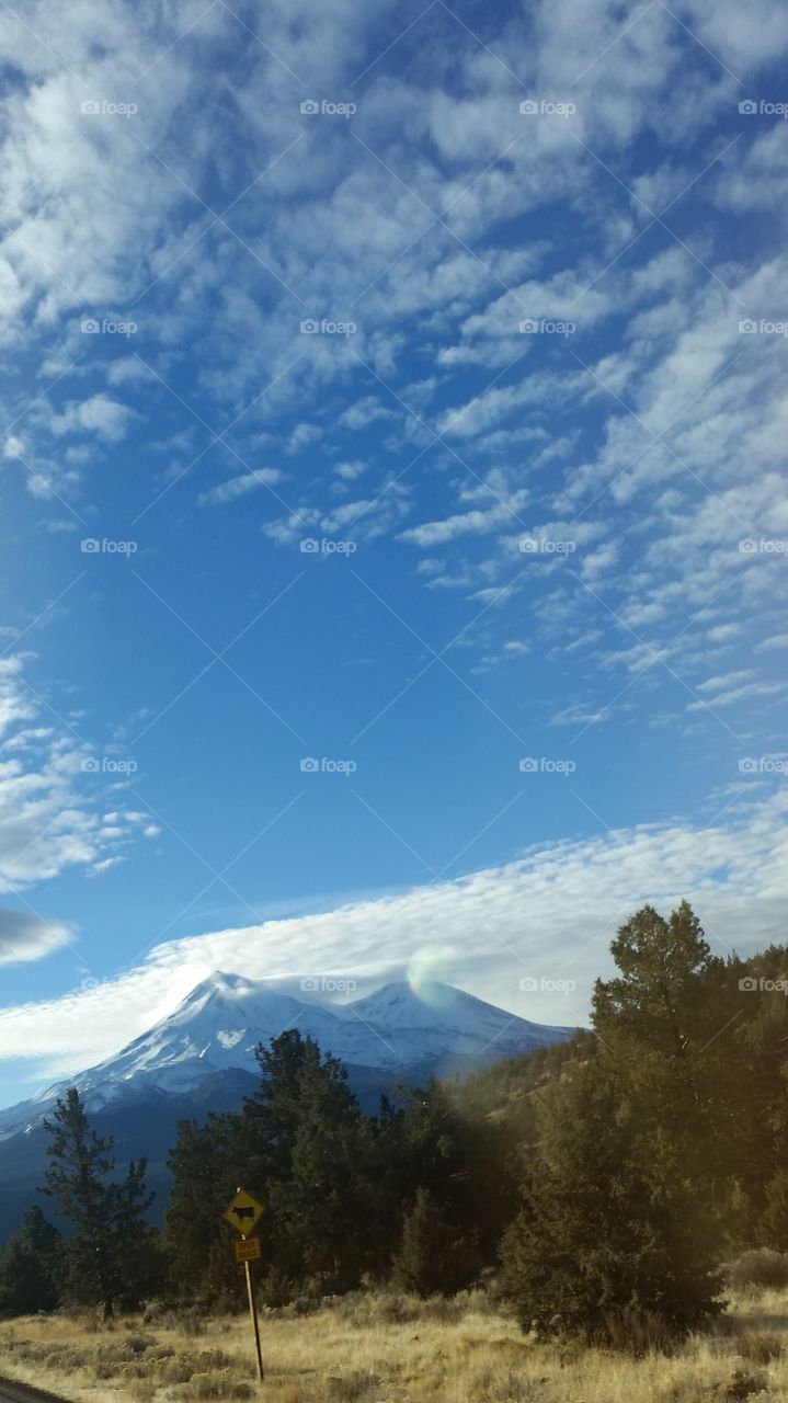 Mount Shasta with clouds