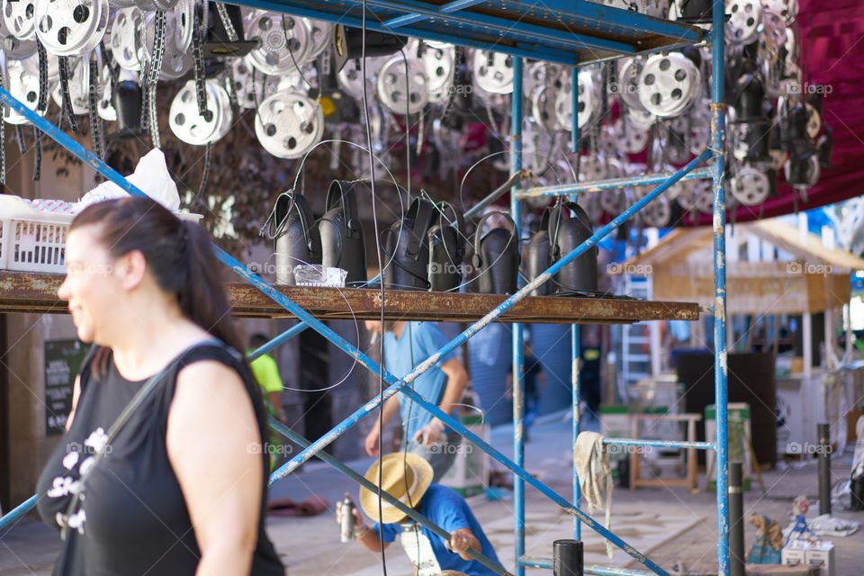 Ready for Fiestas de Gracia. Streets Decoration