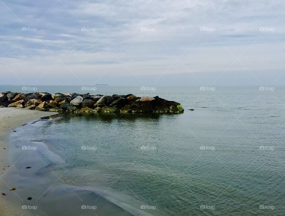 Jetty of Rocks in Bay