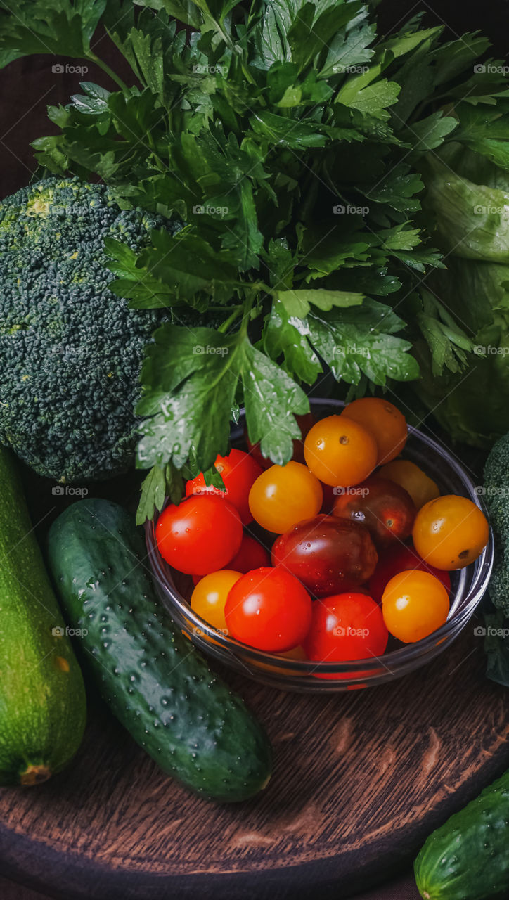 Vegetables on a dark background