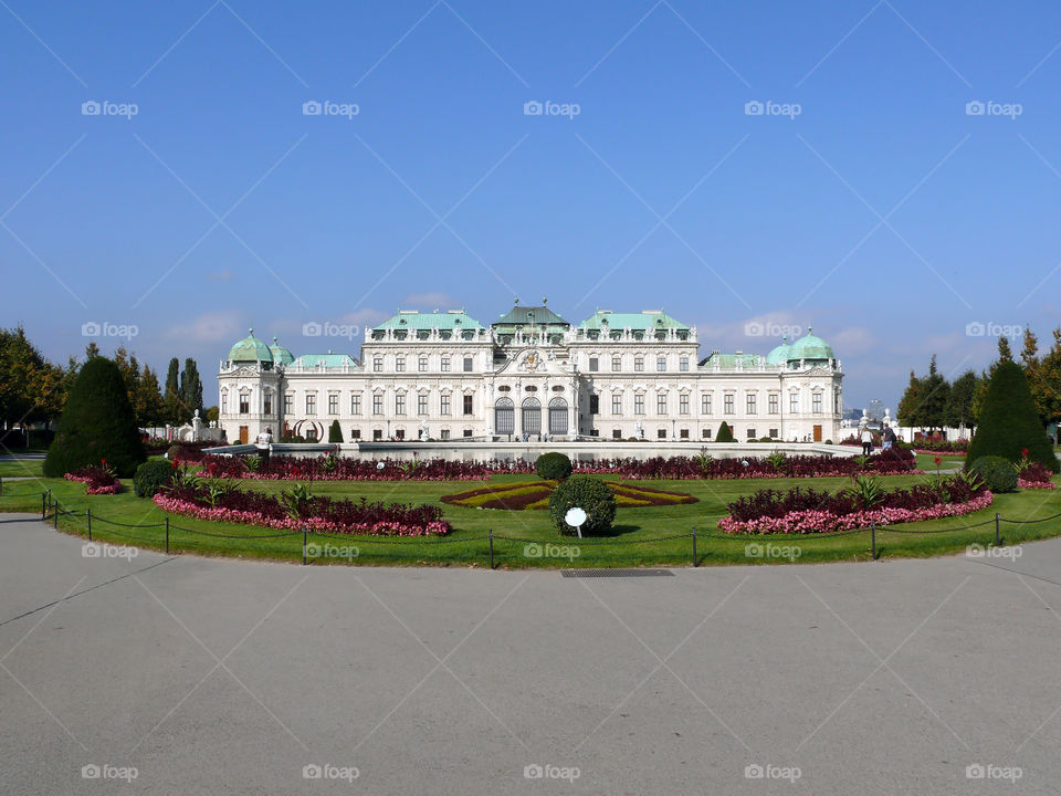 The Upper Belvedere and garden in Vienna, Austria.