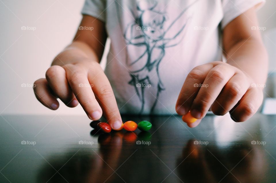 Counting her skittles 