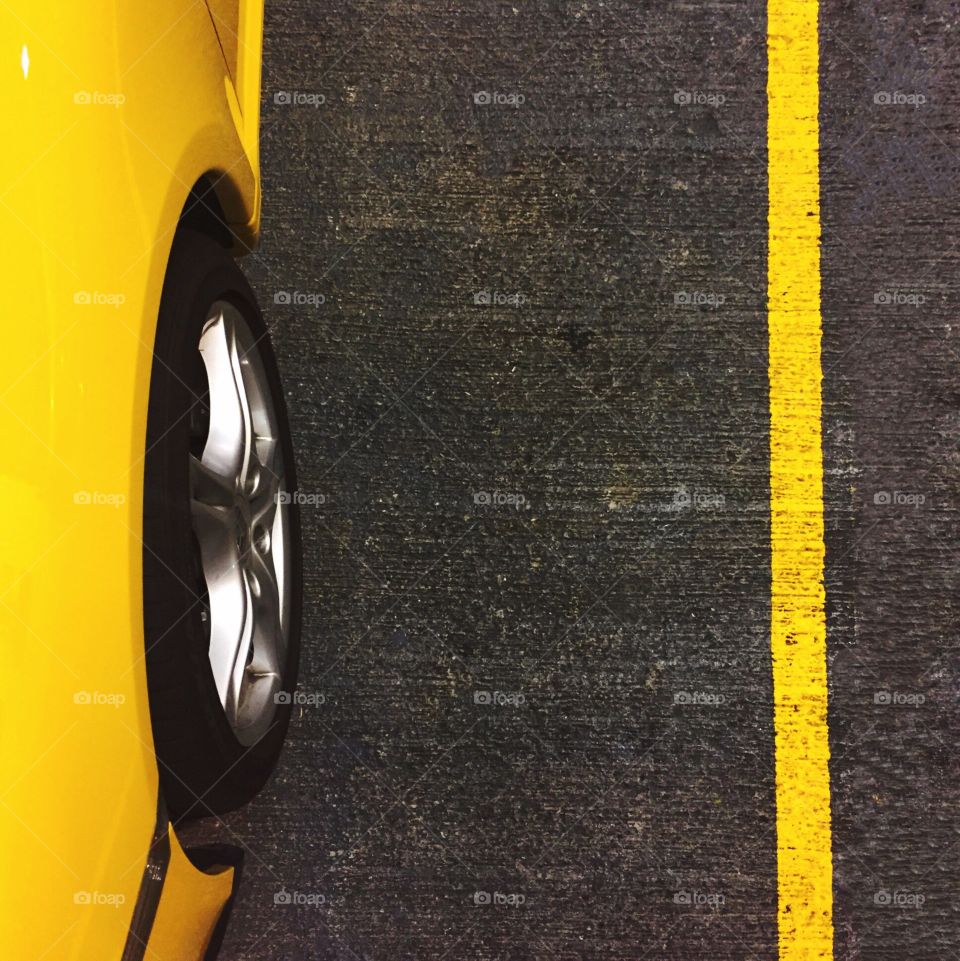 Yellow parked car