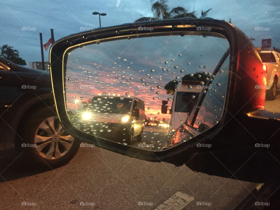 Rear view rain