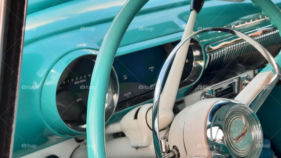 1953 Chevrolet dash with modern gauge cluster.