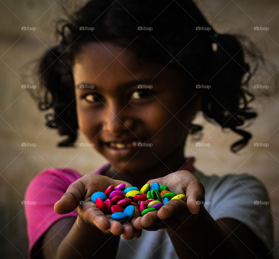 A soulful representation of m&m.. A candy that gives happiness to poor chilf also