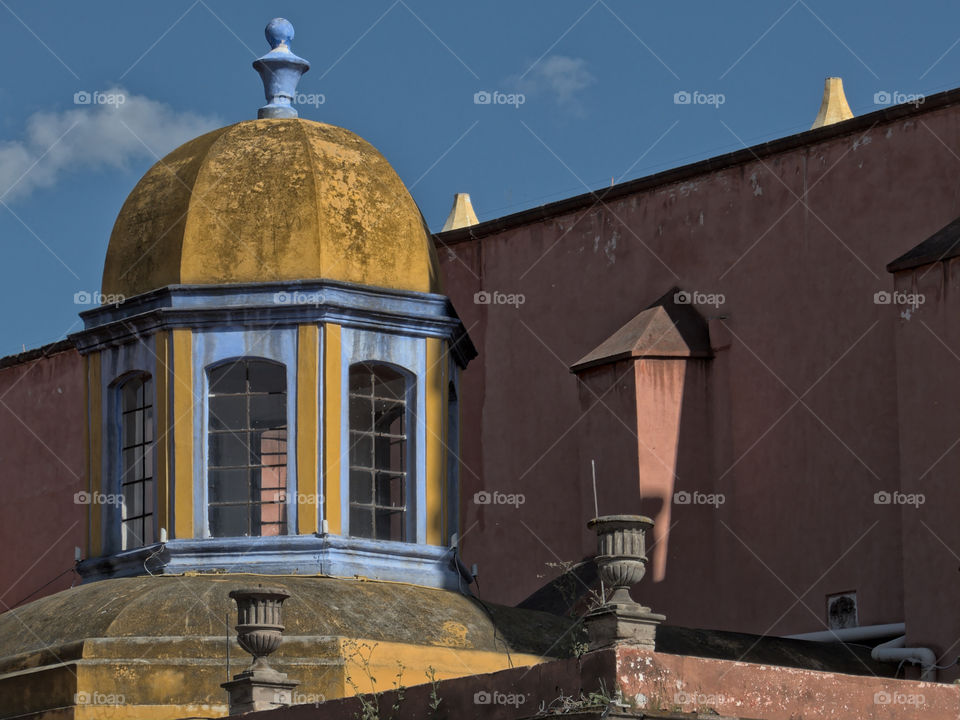 Architectural cupola in one of the main buildings in the downtown area of San Miguel de Allende, Guanajuato, Mexico