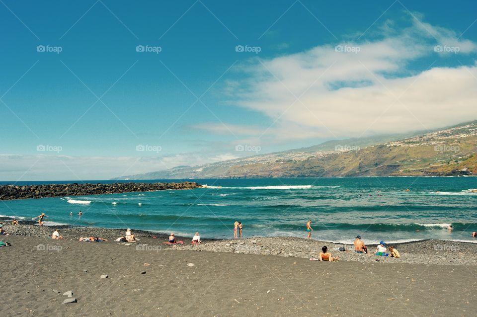 People enjoying at beach, Tenerife island, Spain