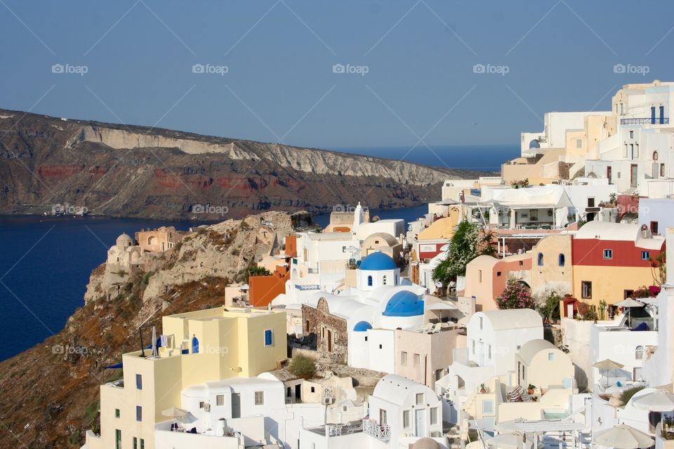The town of Oia in Santorini, Greece