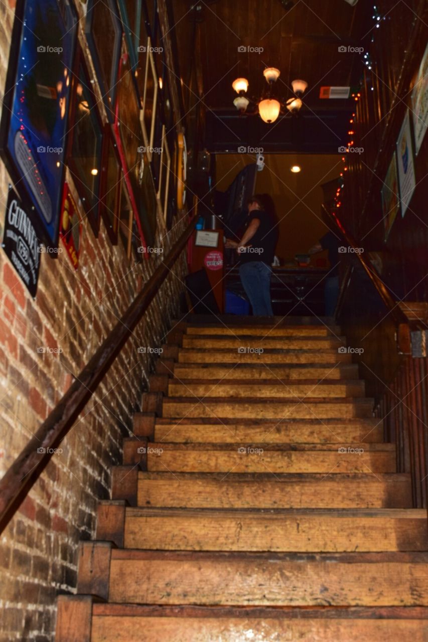 stairway at the local pub