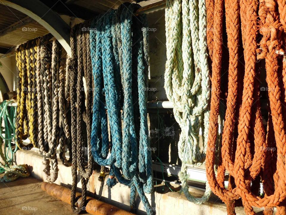 newlyn harbour ropes hanging