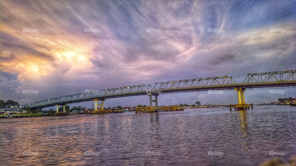 sunset view of kapuas river and surroundings