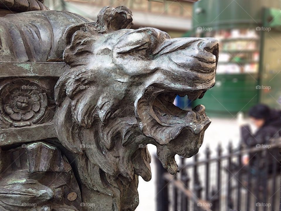 Lion head sculpture 