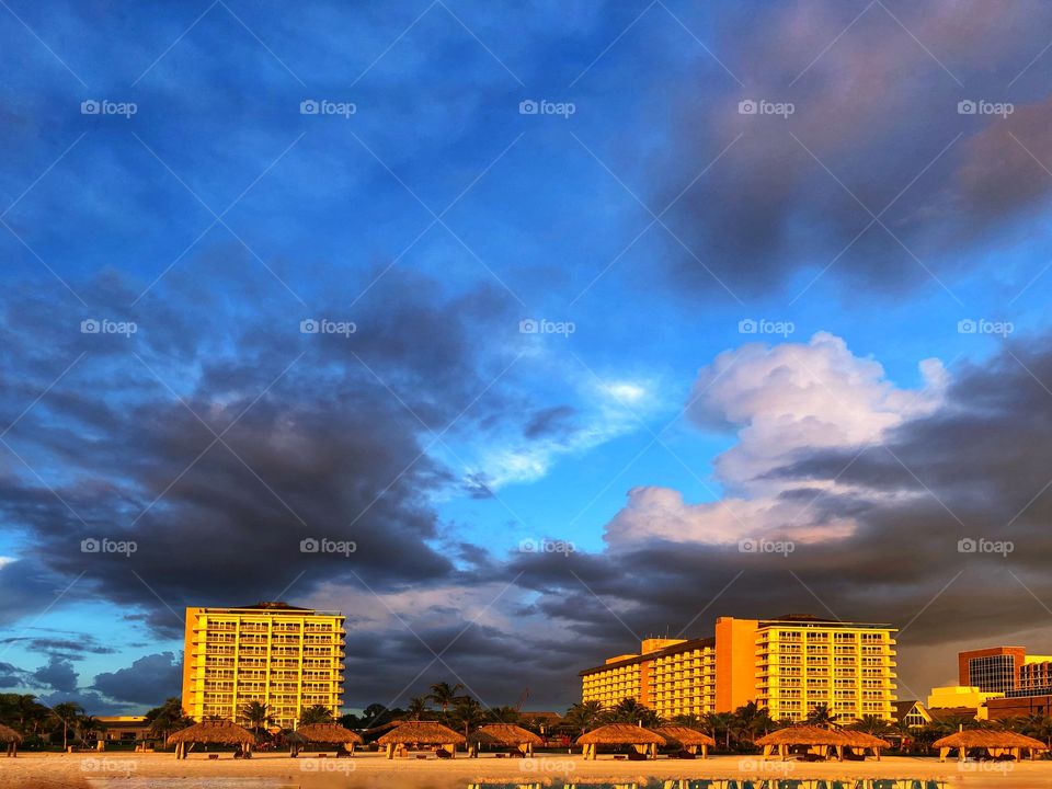 Dawn at a hotel on Marco Island, Florida in August 2018, Abendstunden Hotel auf Marco Island, Florida August 2018