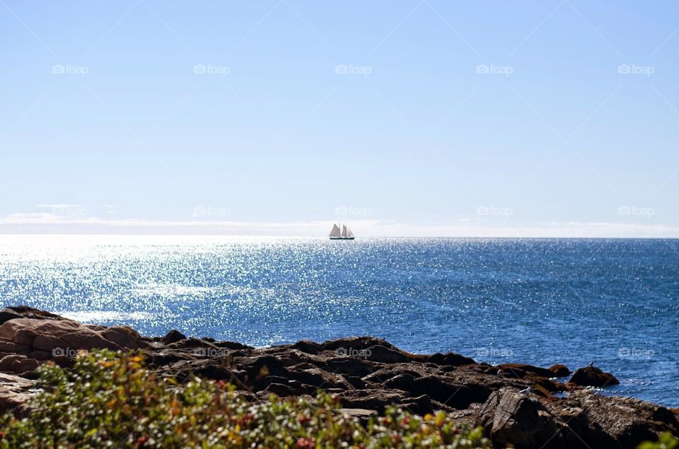 open waters . sailboat in the ocean 